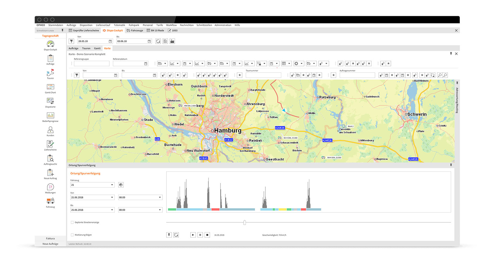 Gantt Chart OPHEO Logistiksoftware